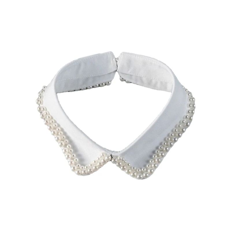  False Elaborate Shawl Collar Elegant Pearls Sweet False Collar Detachable for Lady Delicate Jeweled Collar
