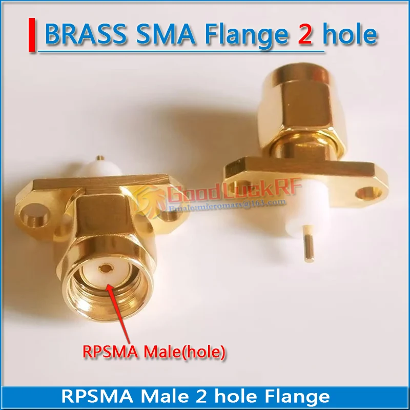 RP-SMA RPSMA RP SMA Male Rhombic With 2 hole Flange Panel Chassis Mount deck Solder PTFE copper RF Connector Coax Adapters
