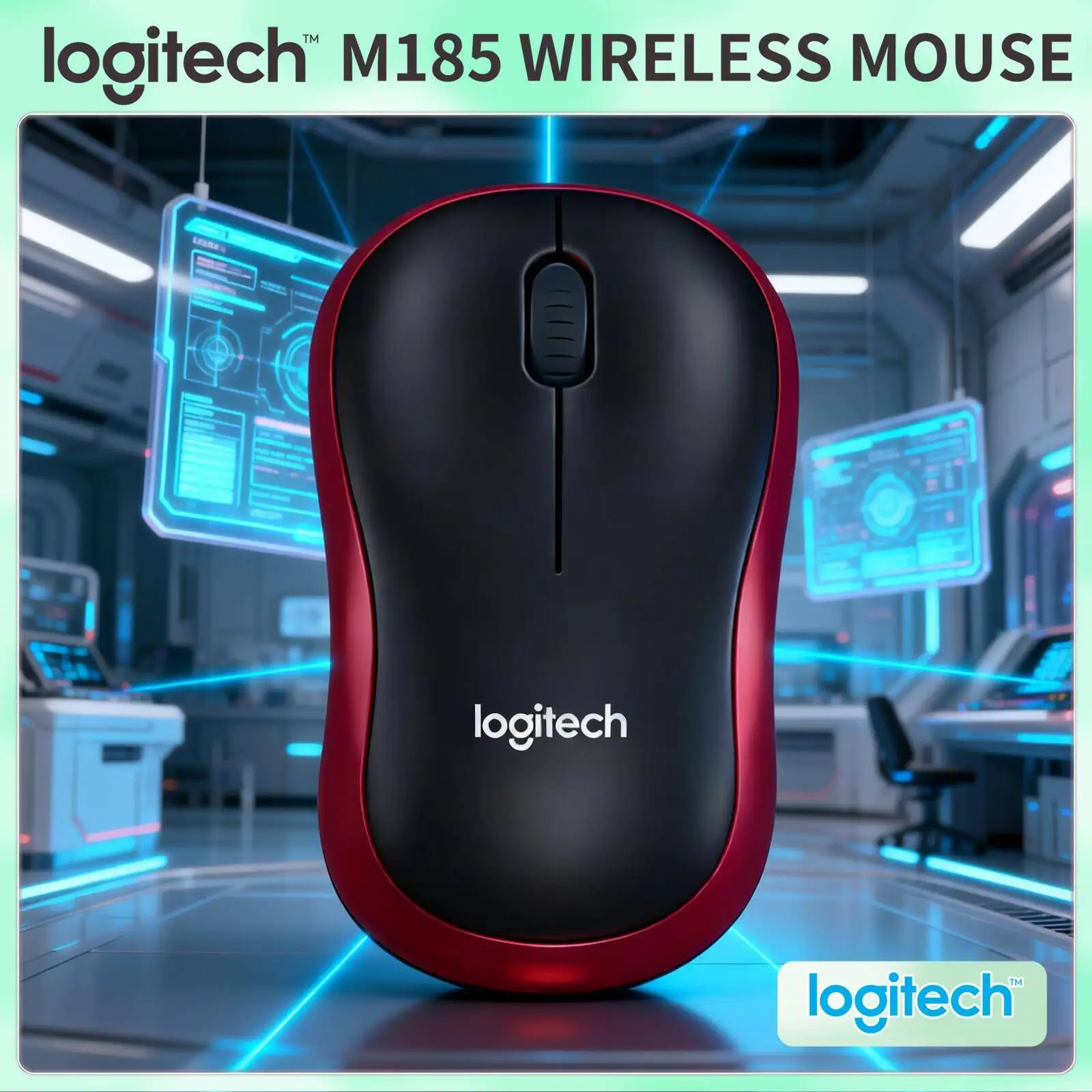 

Logitech M185 Ambidextrous Optical Wireless Mouse Comfort Grip 2.4GHz Nano Receiver 12-Month Battery Desktop Laptop Home Tool