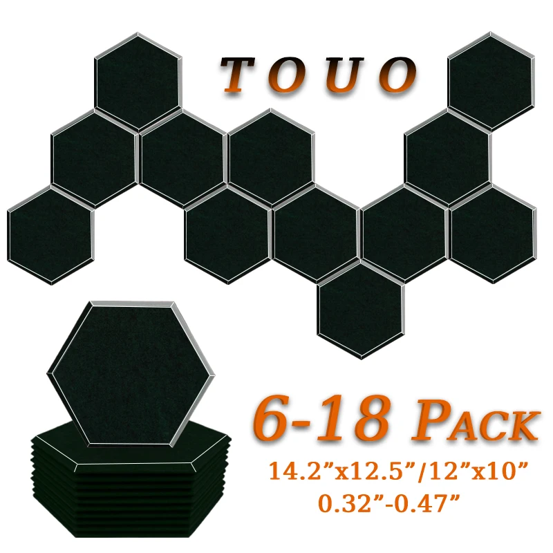 TOUO 6/12/18 Pcs Acoustic Panel Drum Room Acoustic Treatment High-Density Sound Insulation Material Sound Absorbing Ceiling