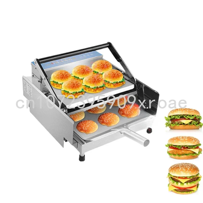 220V Commercial Double Layer Hamburger Baking Machine Electric Bake Burger Machine  Batch Bun Bread Toaster