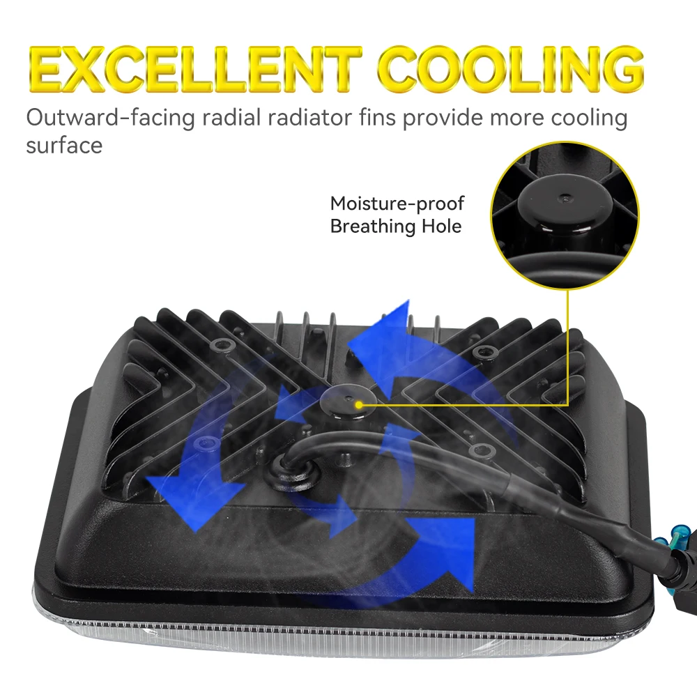 1pcs DOT Black Motorcycle DRL Lamp 4X6 LED Headlight For Honda XR250 XR400 XR650 Suzuki DRZ Accessories Rectangular Light