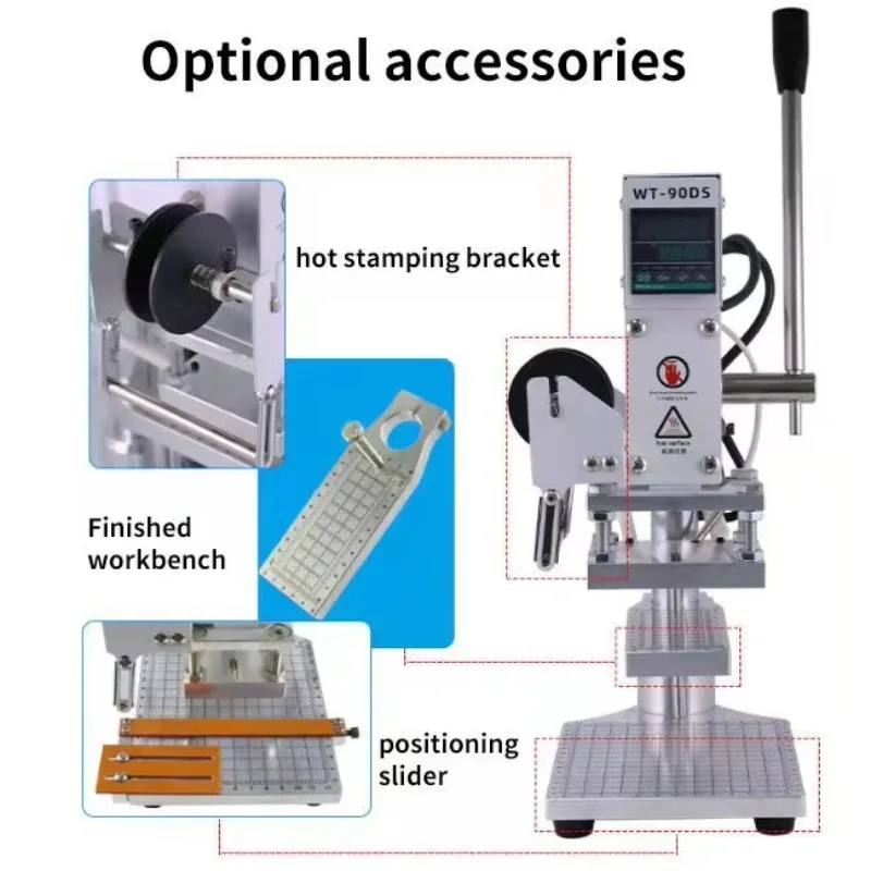 WT-90DS Hot Foil Stamping Machine Small Hot Stamping Machine for Foil Printing Leather Embossing Heat Pressing Machine 8*10cm