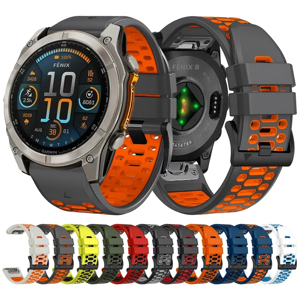 

Breathable Sport Silicone Band For Garmin Fenix E 8 47mm 51mm 7 7X Bracelet For Garmin Enduro 3 QuickFit 26mm 22mm Watch Strap