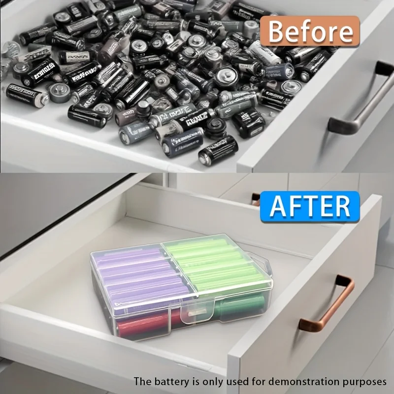 AA- oder AAA-Batterie-Aufbewahrungsbox, auslaufsicherer und staubdichter Batterie-Organizer für das Heimbüro – Detail 5