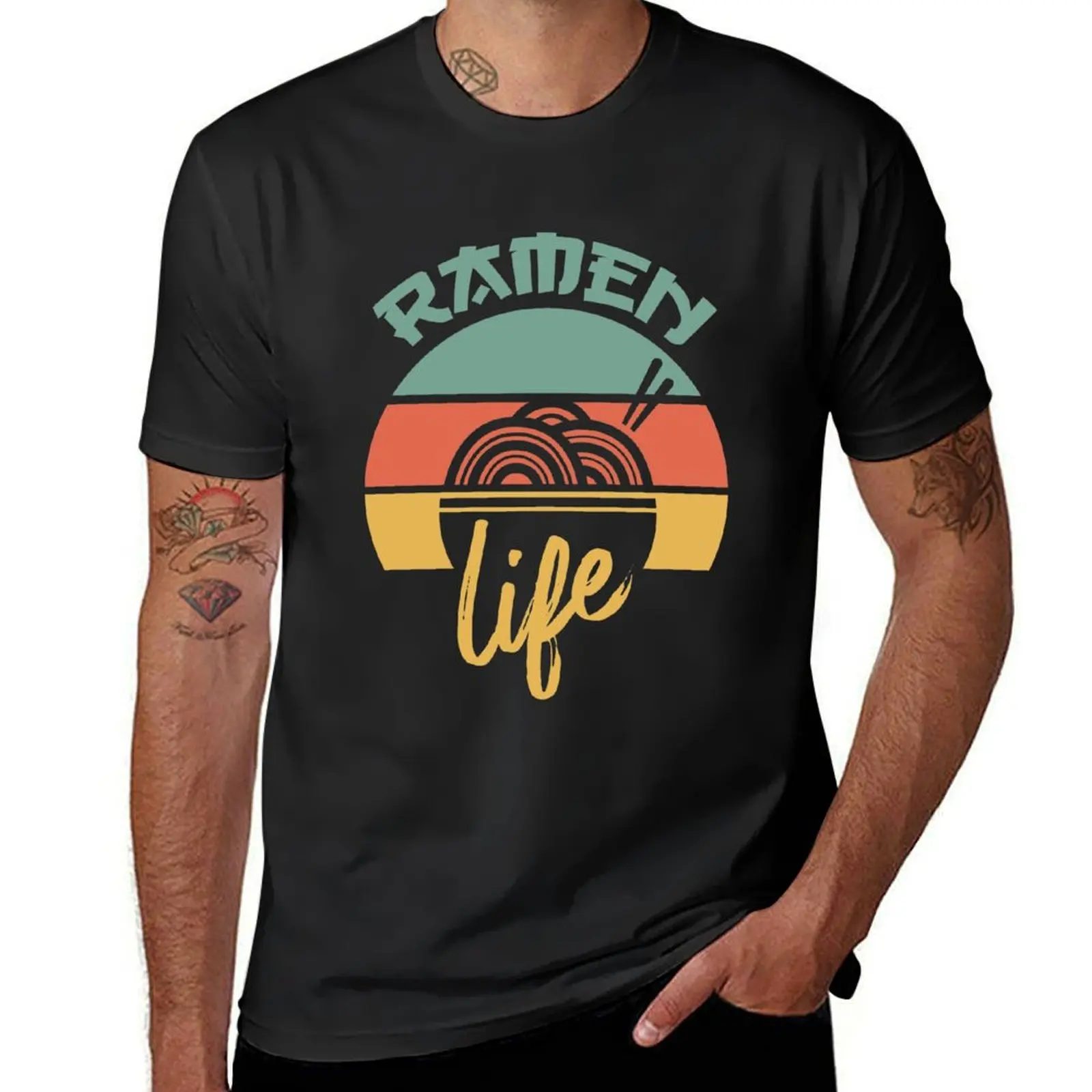 Ramen Life-Camiseta Retro Vintage para niños, ropa de anime, ajustada, con estampado de animales, para amantes de los fideos japoneses