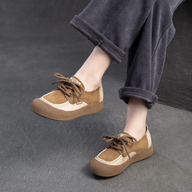 

Весенне-осенние туфли из натуральной кожи в стиле ретро на шнуровке, женские туфли из воловьей кожи на мягкой подошве