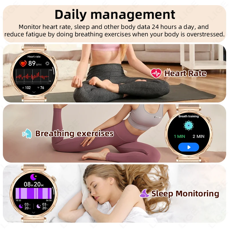 Lige relógio inteligente feminino para xiaomi esportes pulseira de fitness bluetooth chamada mostrador personalizado saúde freqüência cardíaca à prova dwaterproof água smartwatch