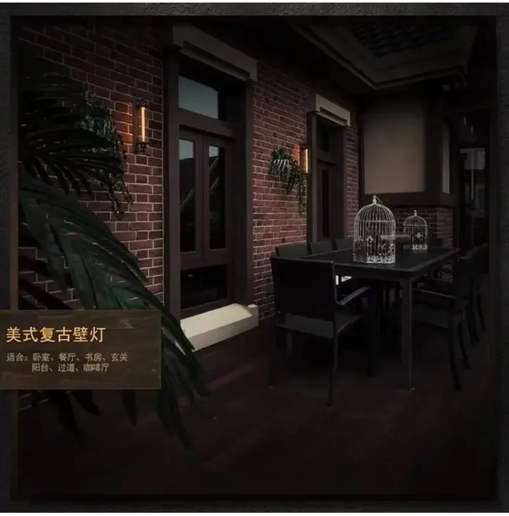 العتيقة تنمو الناي الجدار مصباح الحديد المطاوع النمط الصناعي الأمريكي الرجعية مطعم الممر الممر الإضاءة الجدار مصباح ديكور الفرح