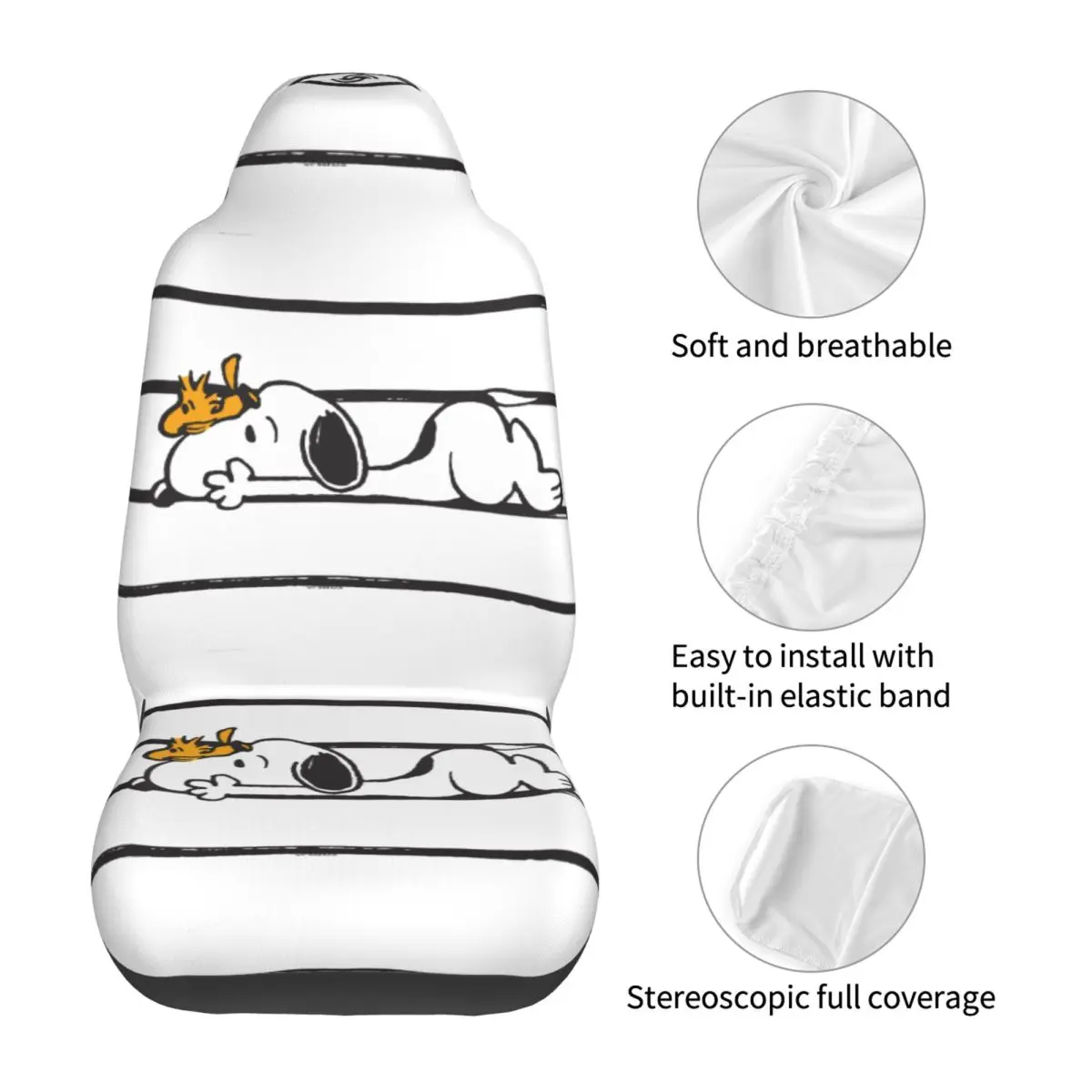 غطاء مقعد السيارة سنوبيس آند وودستوك، مجموعة أغطية مقاعد عالية الجودة مكونة من قطعتين مناسبة عالميًا للشاحنات والسيارات