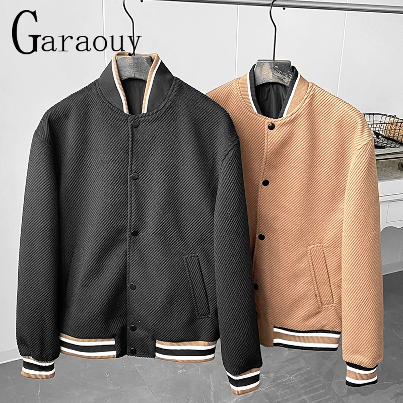 Garaouy 2022 Autumn Men\'s Simple Retro Baseball Uniform Contrasting Colors Bomber Jacket Leisure All-match Streetwear Coat Male