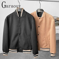 Garaouy 2022 Autumn Men's Simple Retro Baseball Uniform Contrasting Colors Bomber Jacket Leisure All-match Streetwear Coat Male