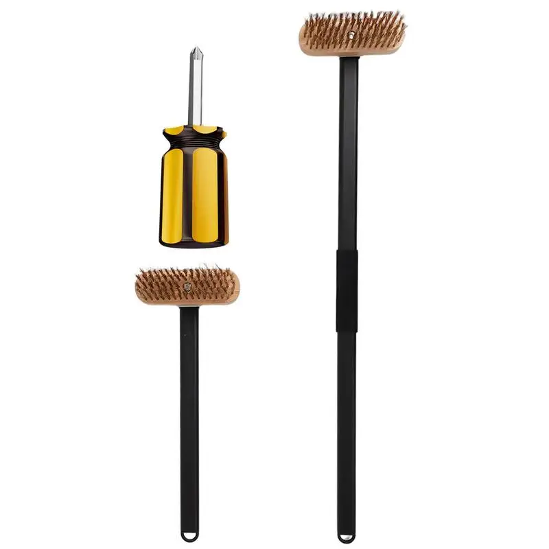 

Pizza Oven Brush with Scraper Barbecue Grill Cleaning Tool with Non scratch Heat Proof Brass Bristles for Pizza Oven Accessorie