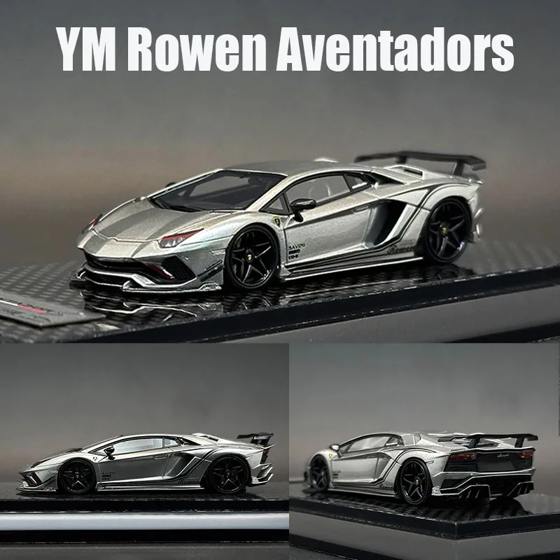 In Stock YM 1:64 Rowen Aventadors Grey Resin Diorama Car Model Collection Miniature Toys