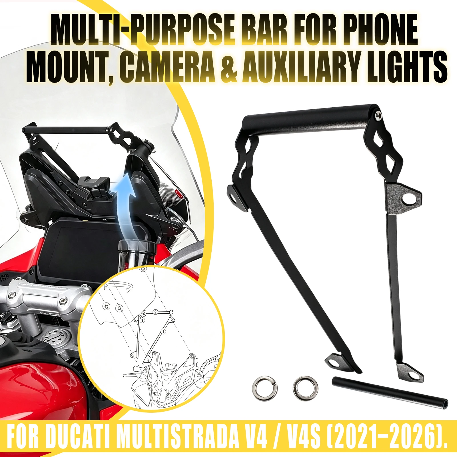For Ducati Multistrada V4 V4S 2021 2022 2023 2024 2025 2026 Motorcycle GPS Navigation Bracket Mobile Phone Holder