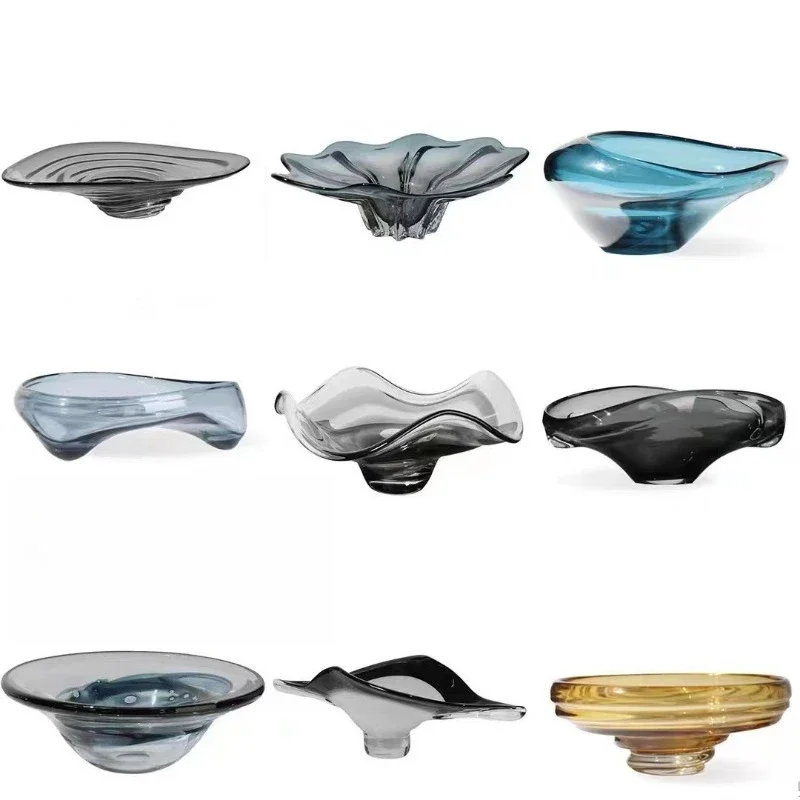 

Italian light luxury restaurant glass fruit plate, soft decoration jewelry restaurant bar counter cabinet living room
