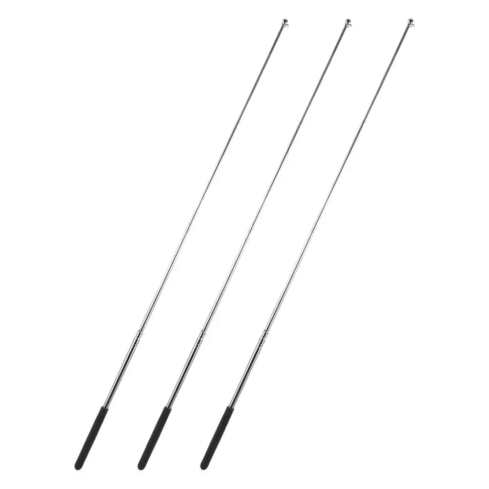 3 pièces, mât de drapeau télescopique en acier inoxydable, portable, extensible, pliable, avec poignée antidérapante, idéal pour les guides touristiques.