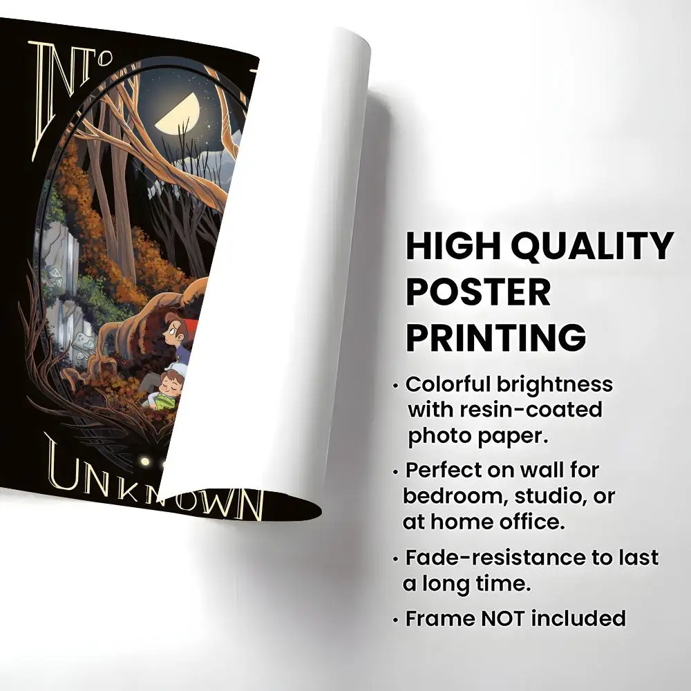 Plakat O-Over the Garden Wall Łatwy w montażu Samoprzylepny Dekoracja Ścienna HD Wodoodporny Odporny na rozdarcia Idealny Prezent do Domu Sypialni