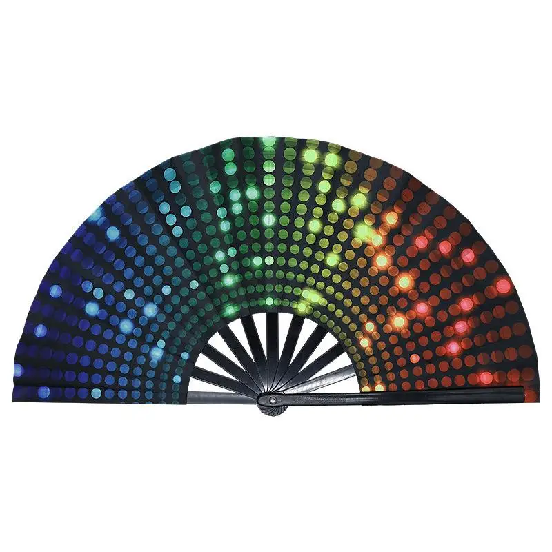 1pcs Kung Fu Fan UV Ink Printing Fluorescent Fan Bamboo Bone Folding Fan For Festival Dance Party Home Decoration view 5