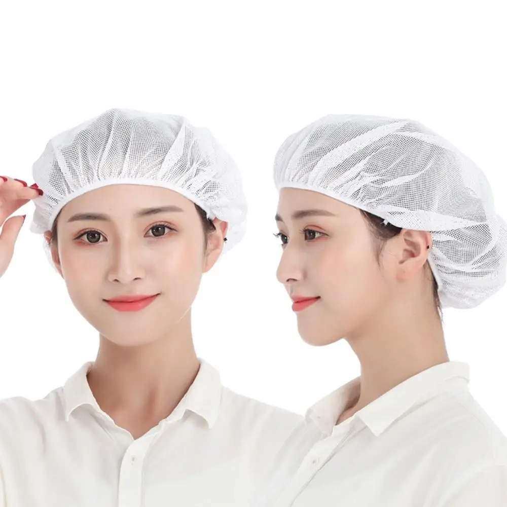 Durable Elastic Mesh Work Hat Dust-proof Oil-Resistant Chef Hat Breathable Catering Work Wear Food Service