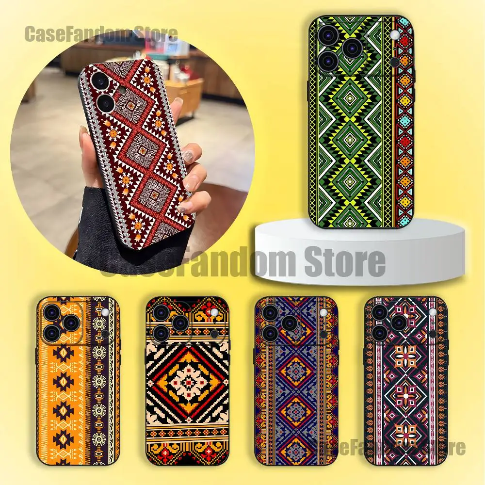 

Hungarian Embroidery Wear-resistant Phone Case For iPhone 17,16,15,14,13,12,11,Pro,Max,Plus Black Soft Cover