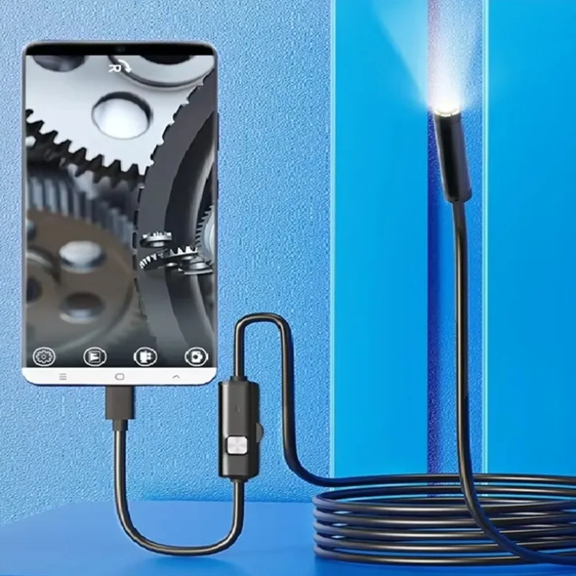 VIKEFON Type-C 7mm Endoscope Scope Camera 1m 1.5m 2m for Car Scenarios Endoscope Camera with 6 Led Lights Ideal for Car Engines