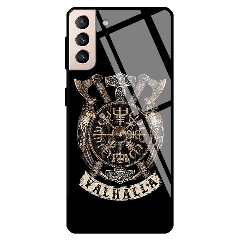 Valhalla Norse Mythology Tempered Glass Case For Samsung Galaxy S20 FE S22 S21 S23 Ultra Note 20 S9 S10 Note 10 Plus