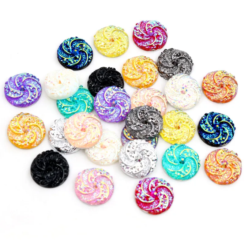 New Fashion 40pcs 12mm Mix Colors Windmill Style Flat back Resin Cabochon For Bracelet Earrings accessories