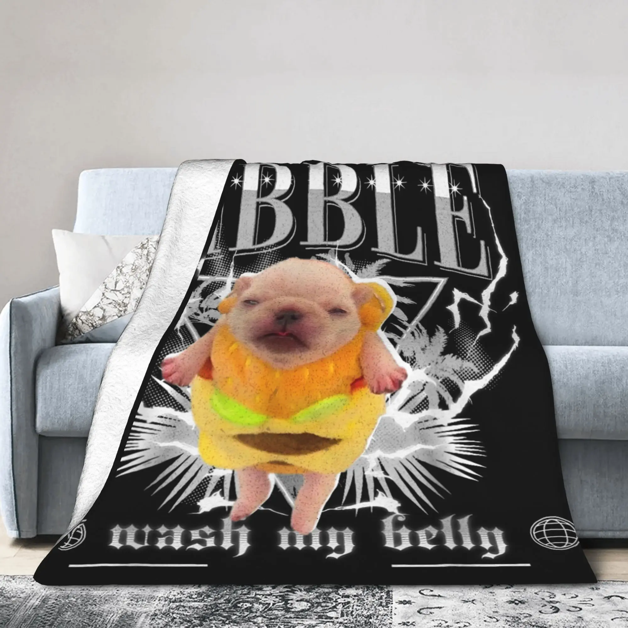 Funny pibble Meme wash My Belly Clean My Belly Meme Warm Blankets  Decorative Plush Throw Blanket Flannel Bedspread Bed Cover