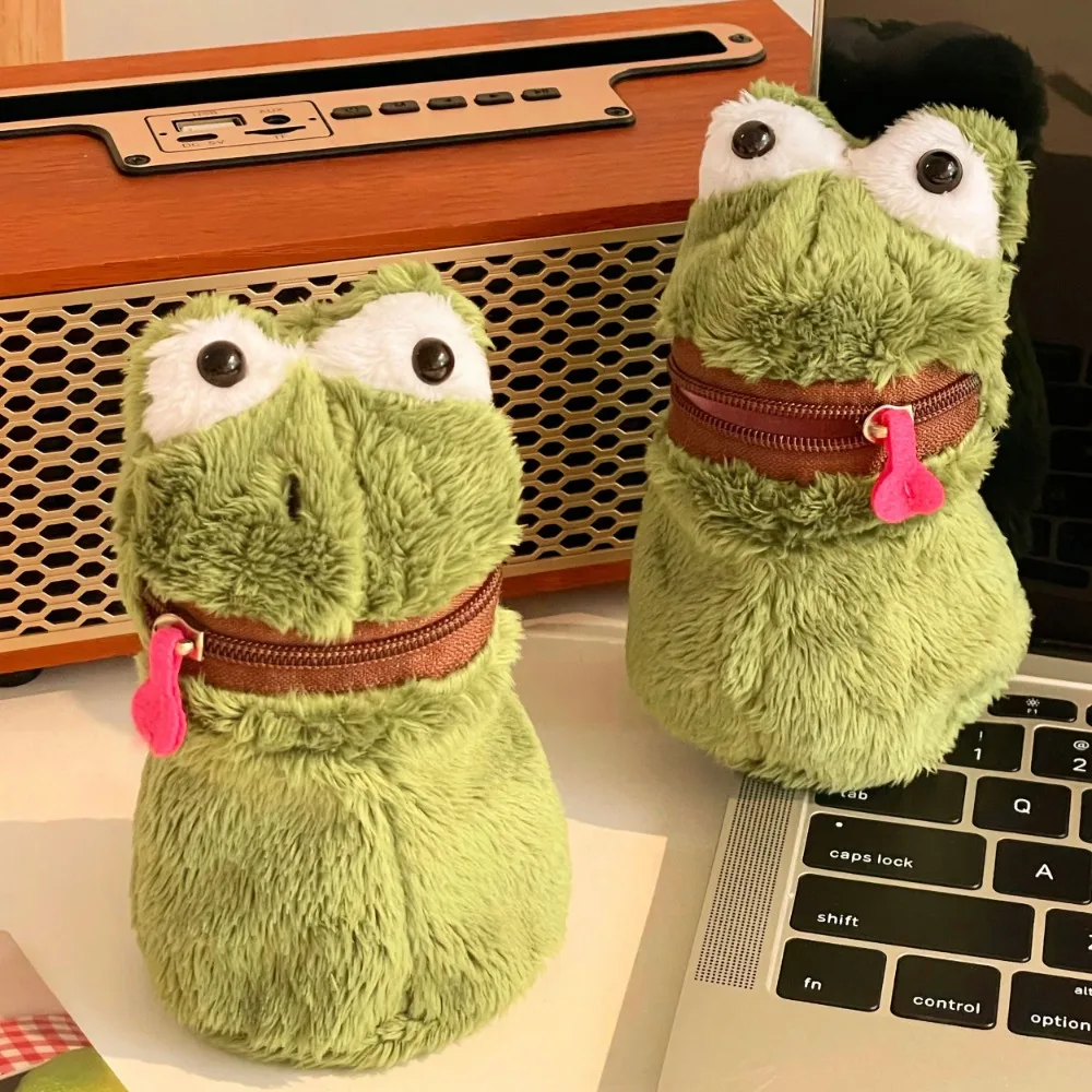 Reißverschluss Kreative Offene Mund Frosch Geldbörse Brieftasche Pelzigen Lustige Frosch Plüsch Geld Tasche Mini Niedlichen Frosch Kopfhörer Tasche Geschenke