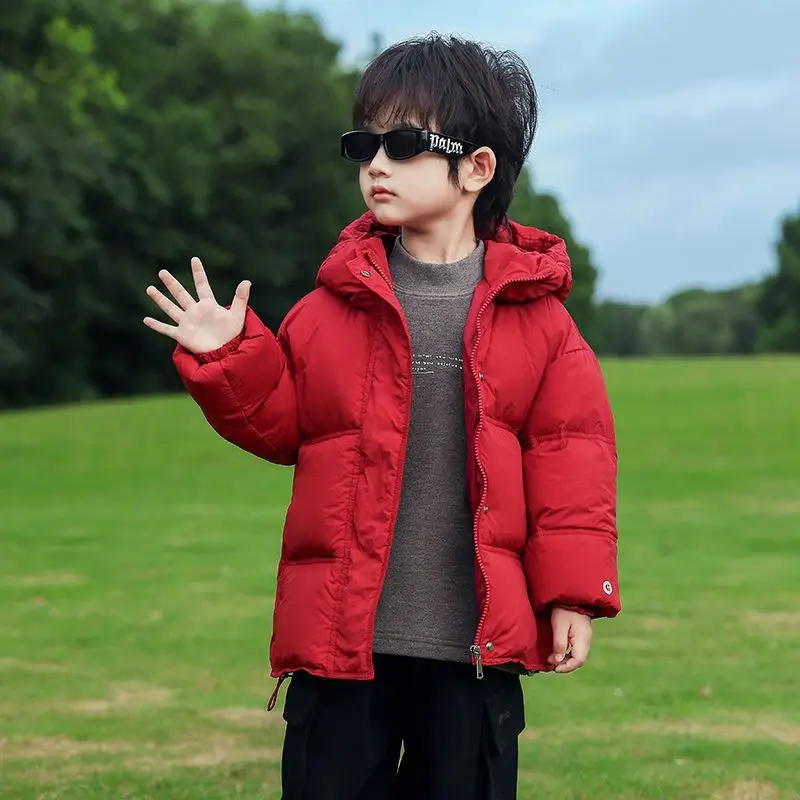 Boys Girls Winter White Duck Down Jacket Kids Hooded Puffer Coat Toddler Warm Outerwear Children Clothing
