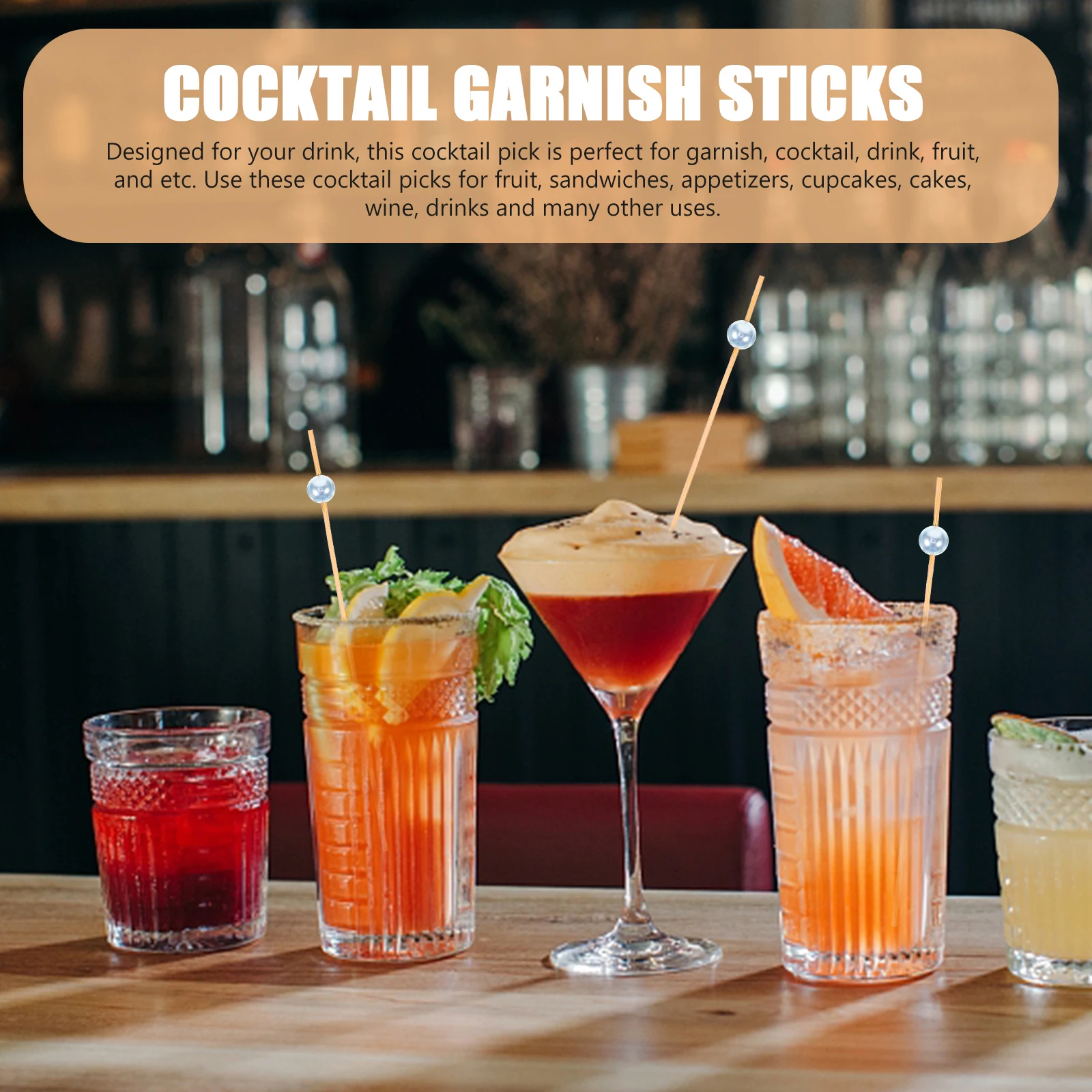 

12pcs Fruit Toothpicks Cocktail Stirrer Drinks Solid Wood Smooth Surface Burr Free Safe Use Fruit Plate Decoration