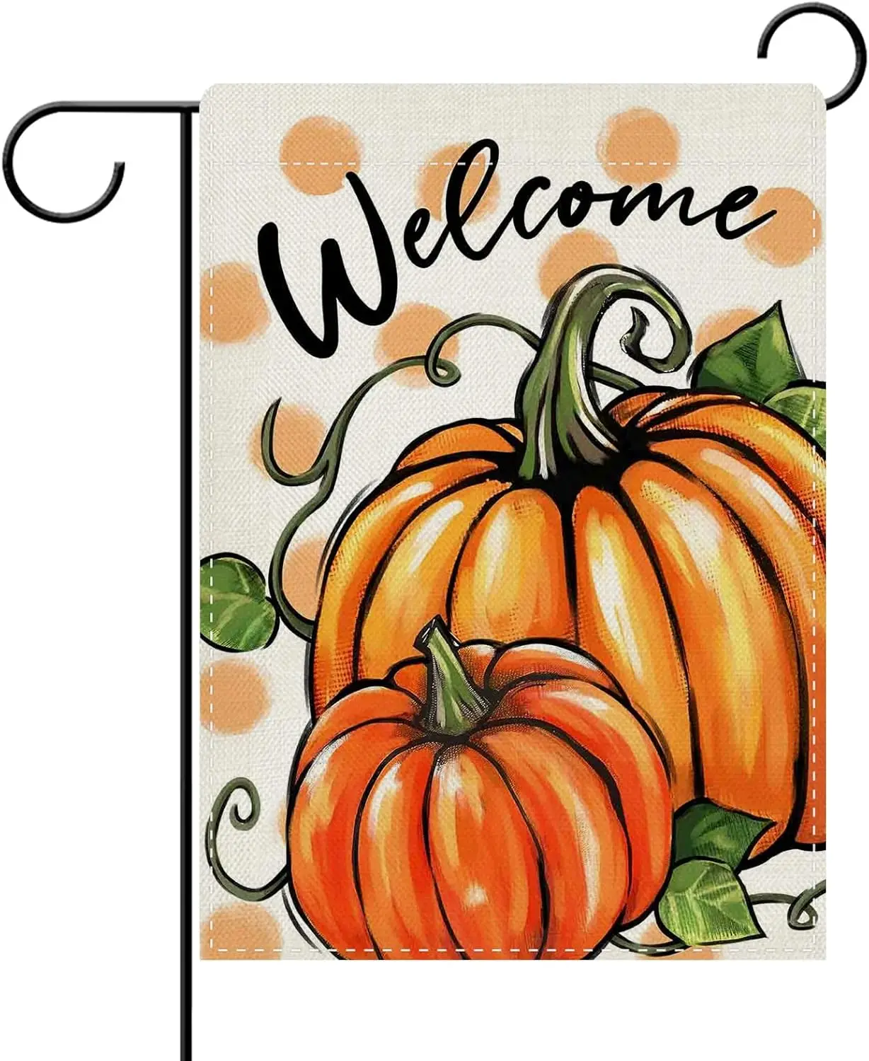 Dyrenson Welcome Fall Pumpkin Decorative Garden Flag, Autumn Thanksgiving Polka Dots Yard Outside Home Decoration, Seasonal  UUN