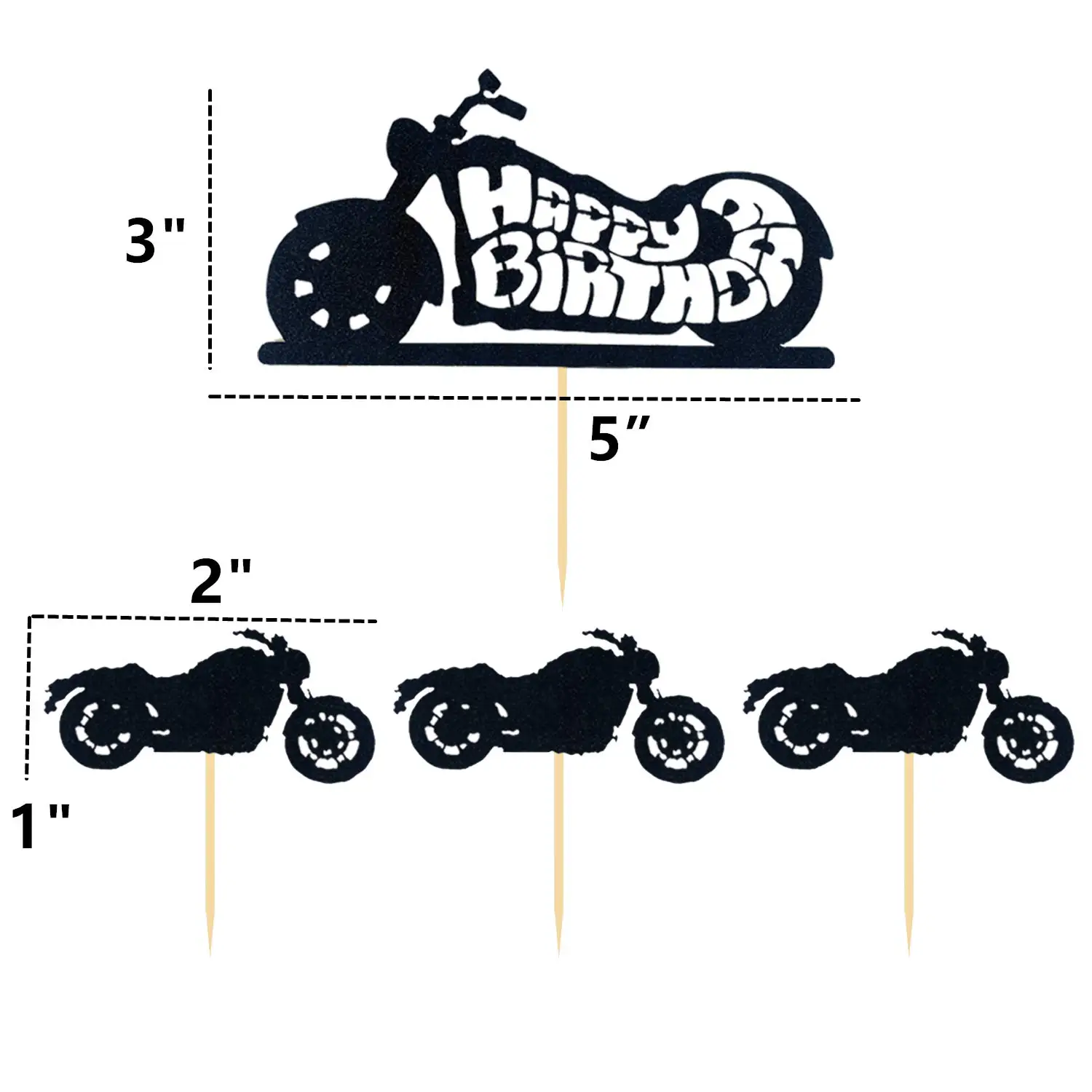 Motorcycle Cake Topper Scooter Cupcake Toppers Motorcycle Happy Birthday Cake Topper for Man’s Birthday Party Boy’s Birthday