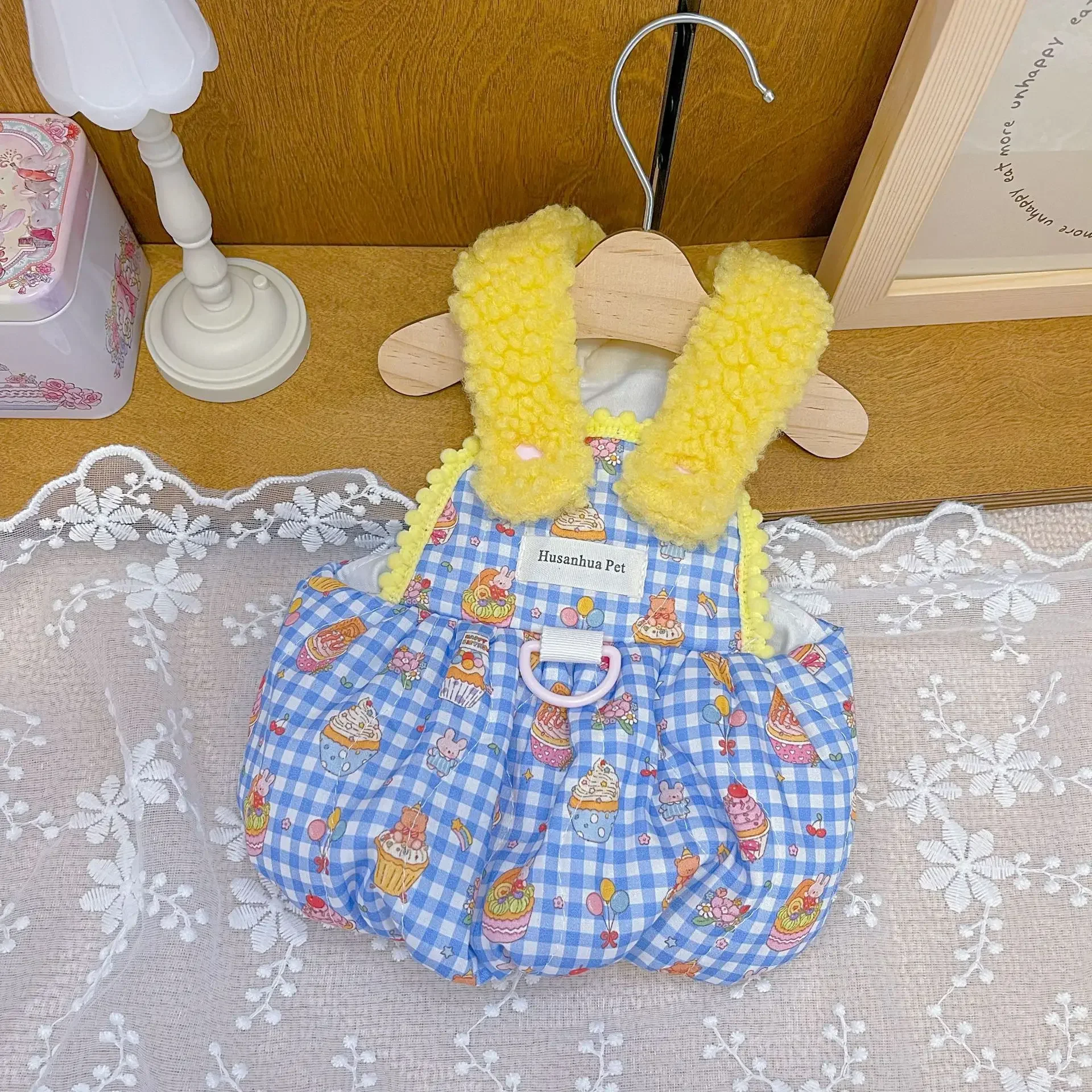 Pet Checkered Pumpkin Group Clothes Dog Cat Autumn Winter Cake Pumpkin Cotton Skirt Can Pull Teddy Dogs Cute Cake Skirt