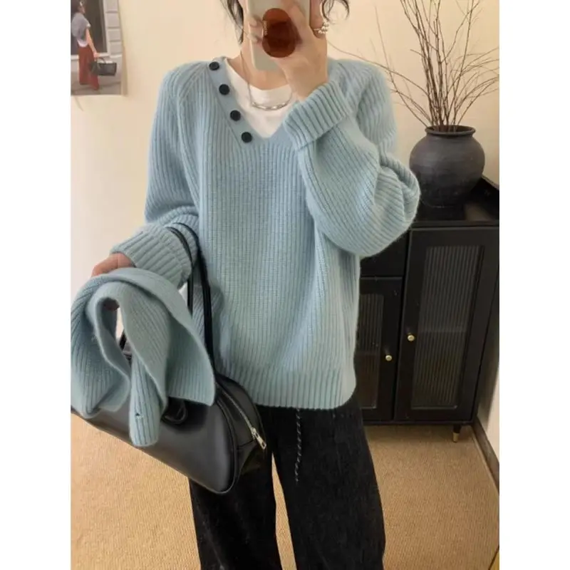 

Свитера Джемперы Пуловеры Женский Темный Хлопковый Свитер Вязаный Femme Ресторан Ужин Дата Ночь Романтика Элегантный Женский Осень BF