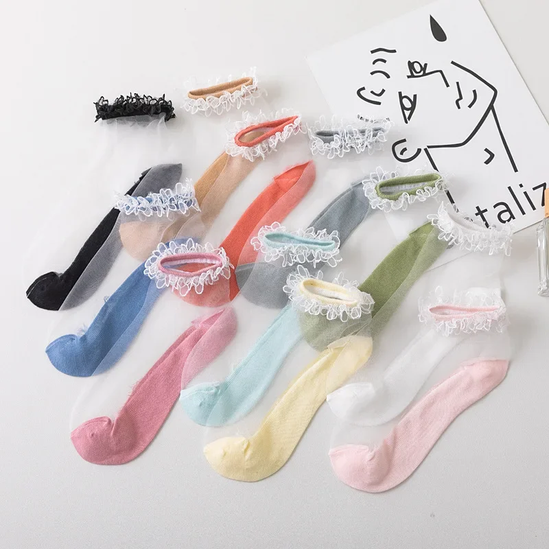 3 Pairs Women Exquisite Lace Edge Ankle Socks Sweet Design Summer Sweat Absorbing Breathable Soft Comfortable Casual Socks