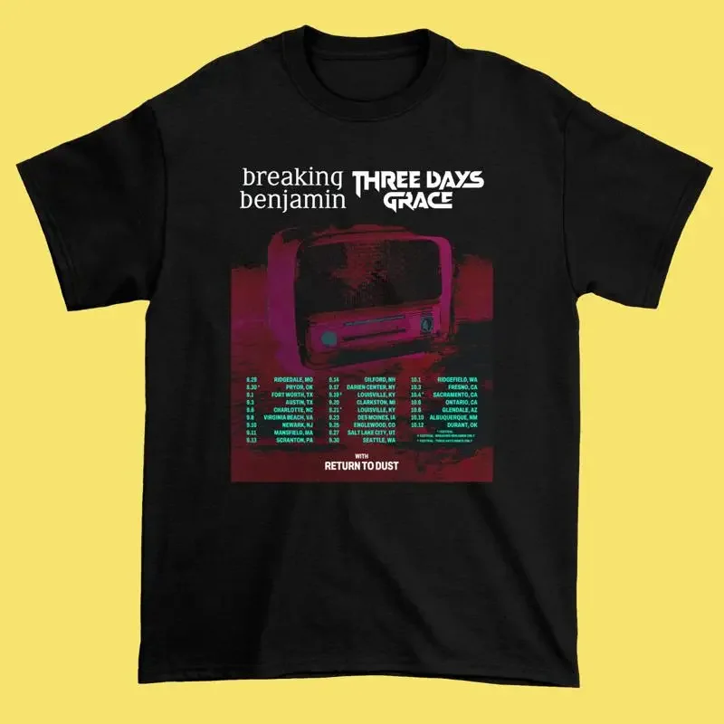 T-shirt en coton noir, toutes tailles S 5Xl, nouvelle collection Three Days Grace 2025 Tour, Hc242