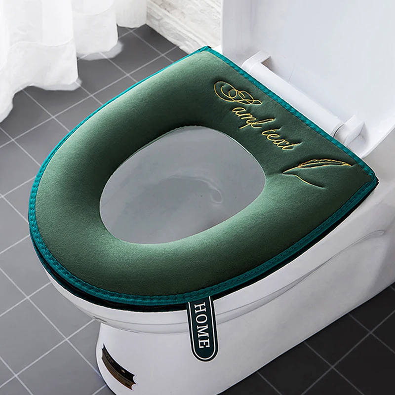 Coprisedile per WC universale Tappetino per WC morbido caldo invernale Bagno Lavabile Cerniera rimovibile con maniglia per coperchio ribaltabile Impermeabile per uso domestico