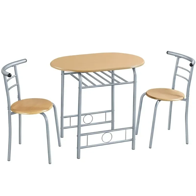 Alden Design Modern Dining Set 3pcs round Table And 2 Chairs Multiple Colors Available for Kitchen Room Furniture