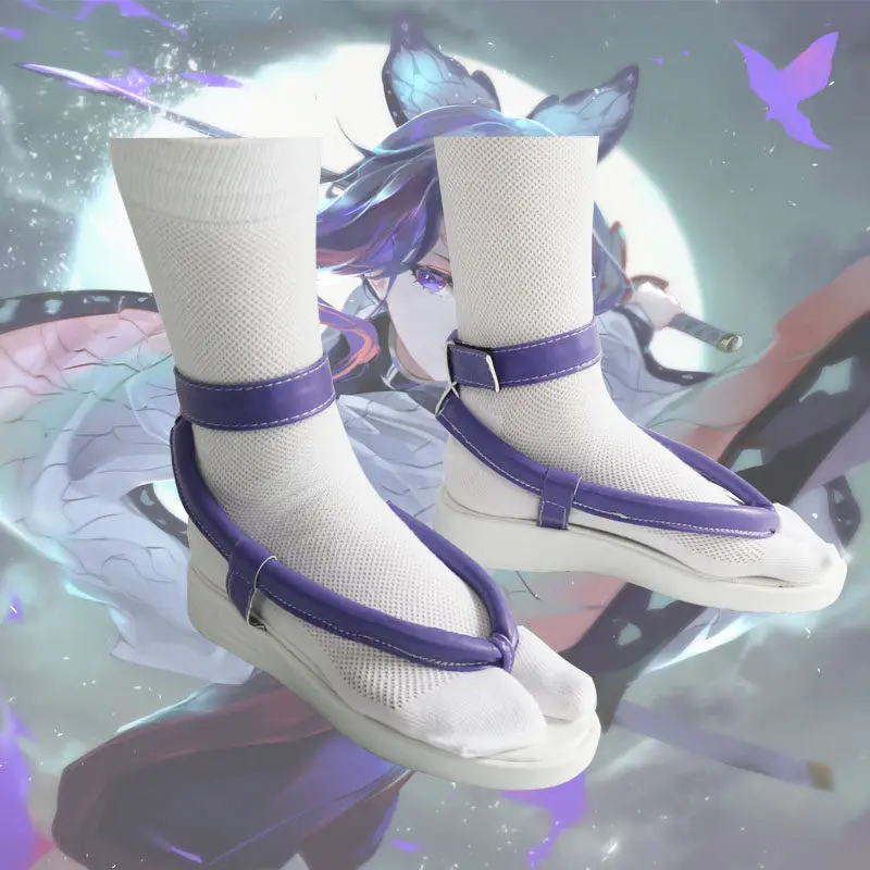 Anime Kochou Shinobu Cosplay Shoes For Hallowmas Carnival Adult Yaiba Purple Sandals