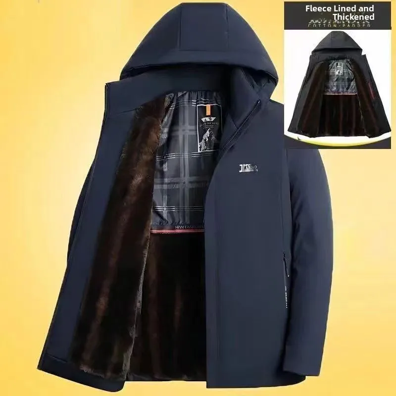 

Men's Fur Lined Parka Busin Casual Midlife Dad Clothes Slim Fit Long Length Cotton Jaet Sli Summer Wear