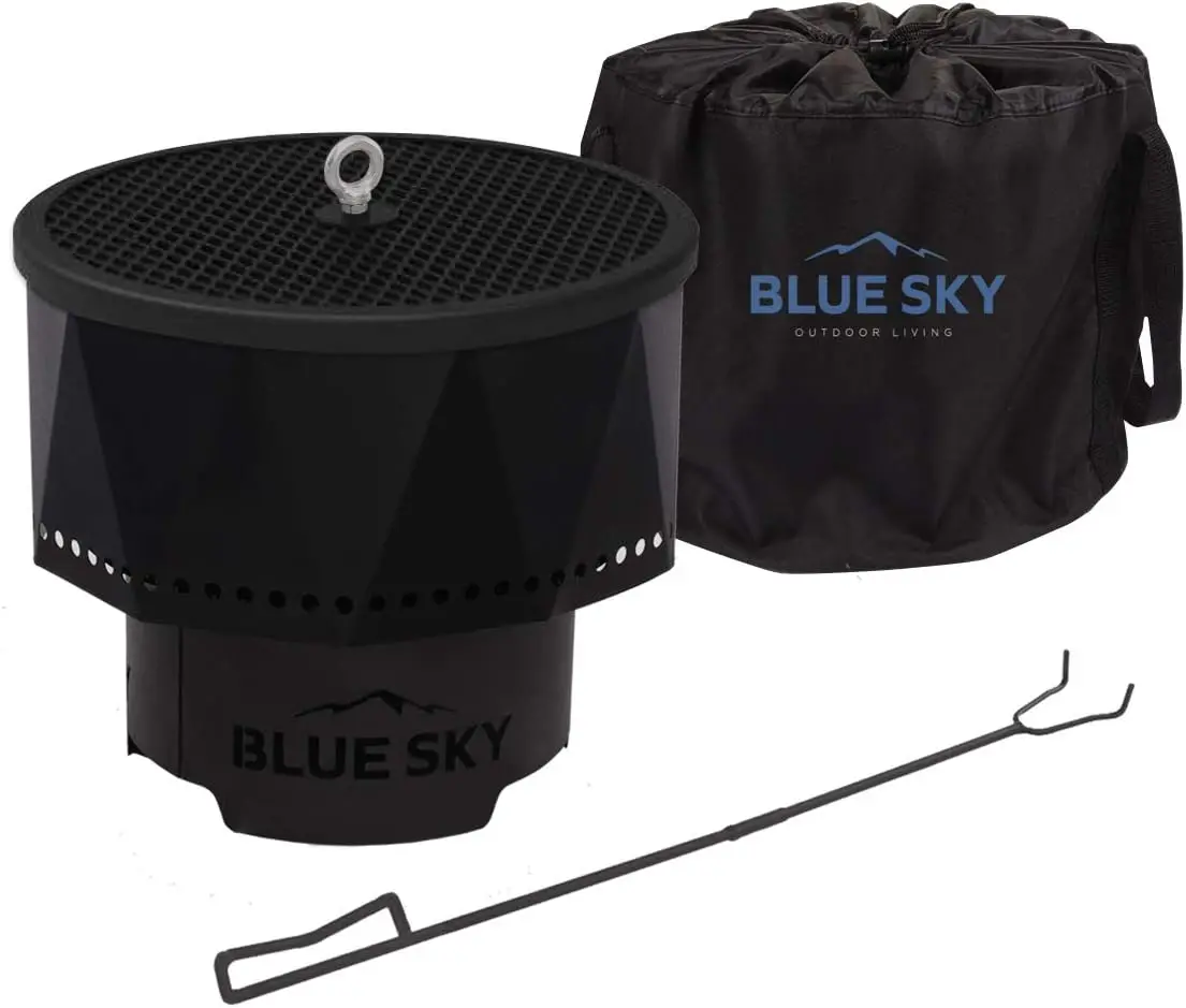 

Smokeless Portable Fire Pit with Spark Screen, Lift, and Carrying Bag, Black