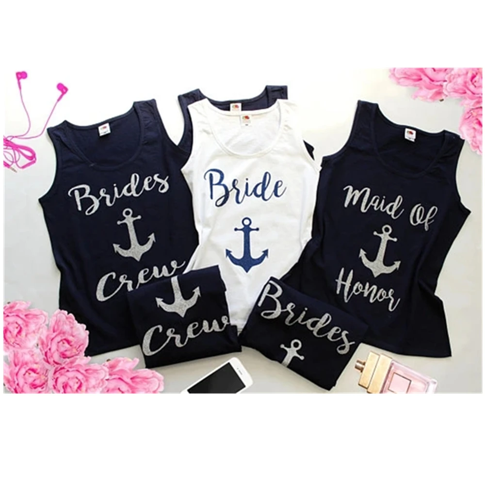 personalize glitter Nauti Bride bach party bridesmaid Tanks tops tees Hen night Bachelorette bridal shower t Shirts Party favor