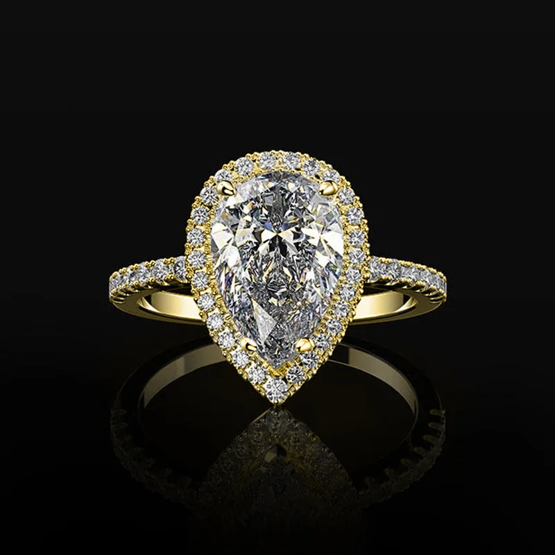 

Sparkling Teardrop Zircon Wedding Ring Elegant Solitaire Engagement Band for Women Luxury Bridal Jewelry Gift