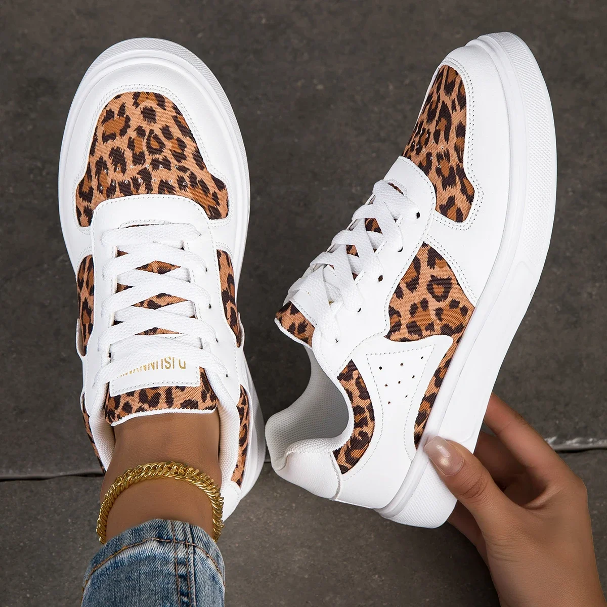 Djsunnymix tênis feminino estampa de leopardo sapatos casuais moda ao ar livre sapatos vulcanizados tênis de corrida plataforma sapatos femininos