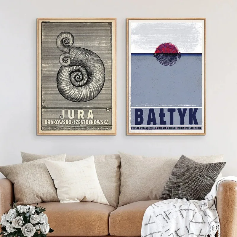 Vintage Poland Polish City Mountain Sea Animal Women Posters and Prints Canvas Printing Wall Art Picture for Living Room Decor