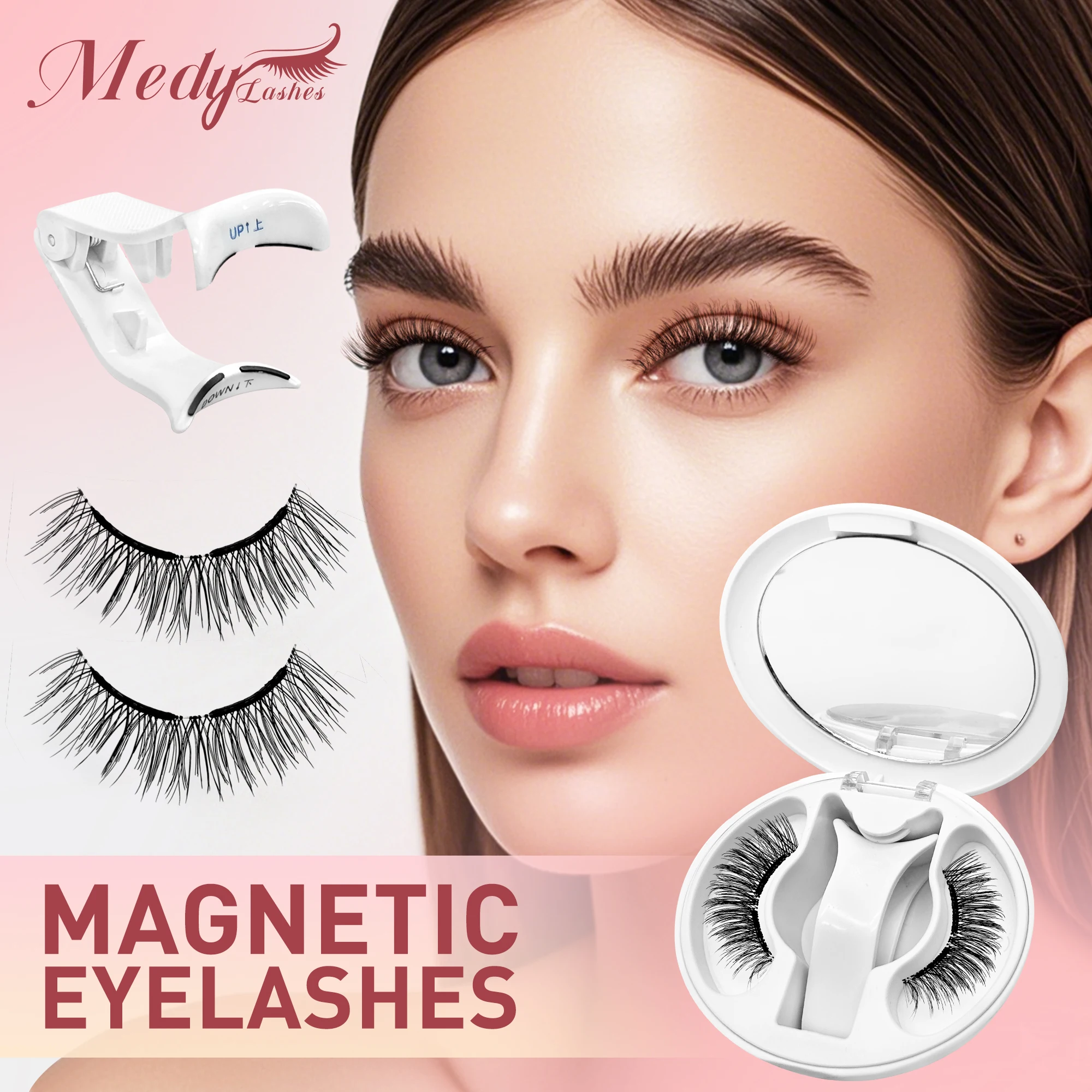 二重磁気まつげ 強力な接着剤で簡単に装着でき、ダメージを与えず、取り外し可能で再利用可能、自然なまつげスタイルに