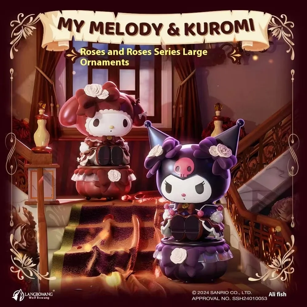 Figura de adorno grande Kawaii Sanrio Kuromi My Melody Rose y Rose, modelo de decoración bonito, juguetes, regalos de navidad y cumpleaños