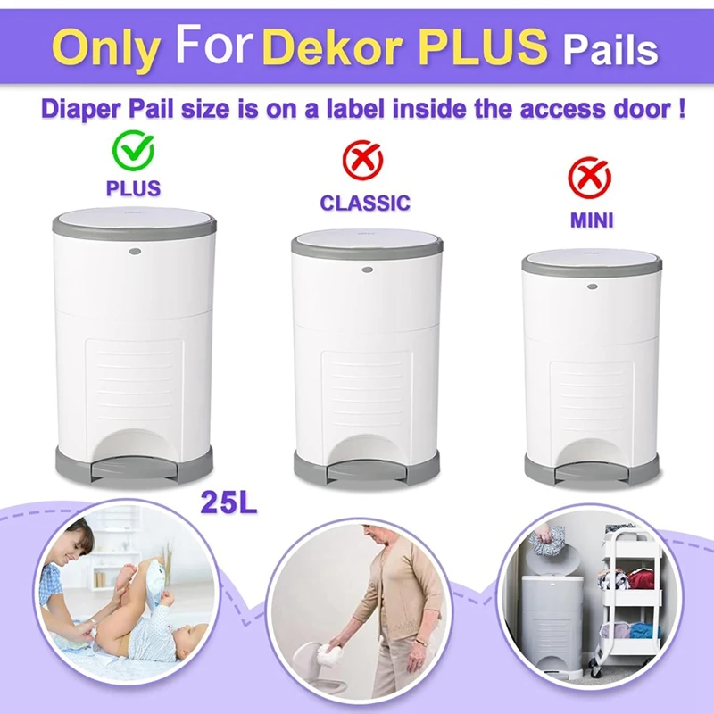 Diaper Pail Refill Bags for Plus Diaper 4 Pack Extra 12% Length,Holds Up to 2668 Diapers,30% Thicknes view 2